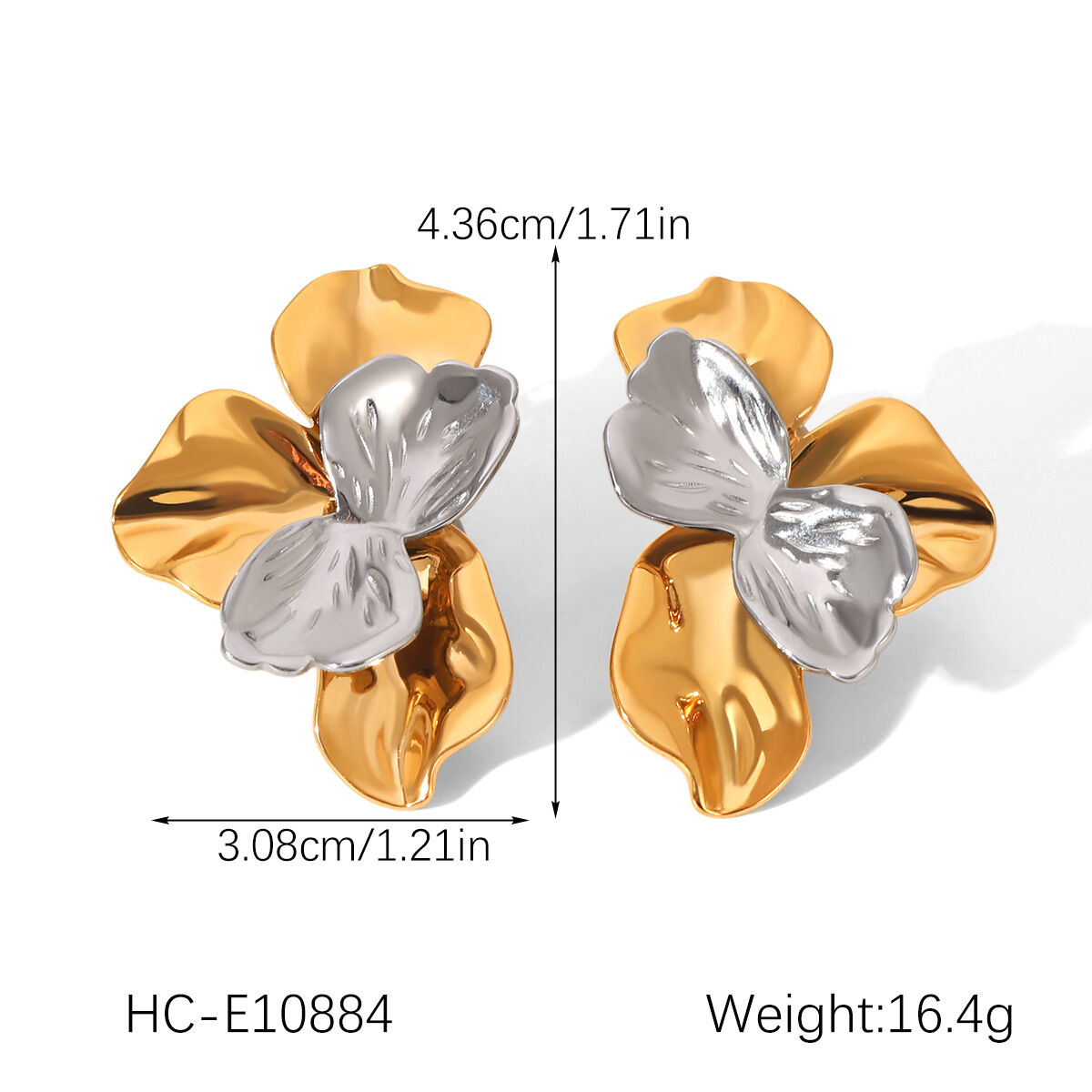 1 Pair Flower Heart Stainless Steel Waterproof Mixed Color Stud Earrings Picture2