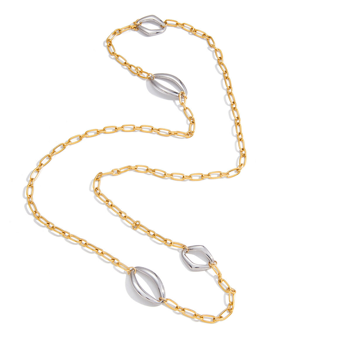 1 pezzo di collana a catena da donna in acciaio inossidabile impermeabile, minimalista, con colori misti oro e argento h5 