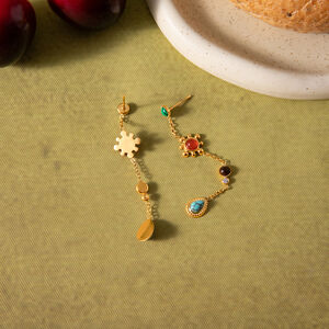1 Pair Polychrome Droplet Stainless Steel Waterproof Gold Color Natural Stone Women's Dangle Earrings h5 Picture5