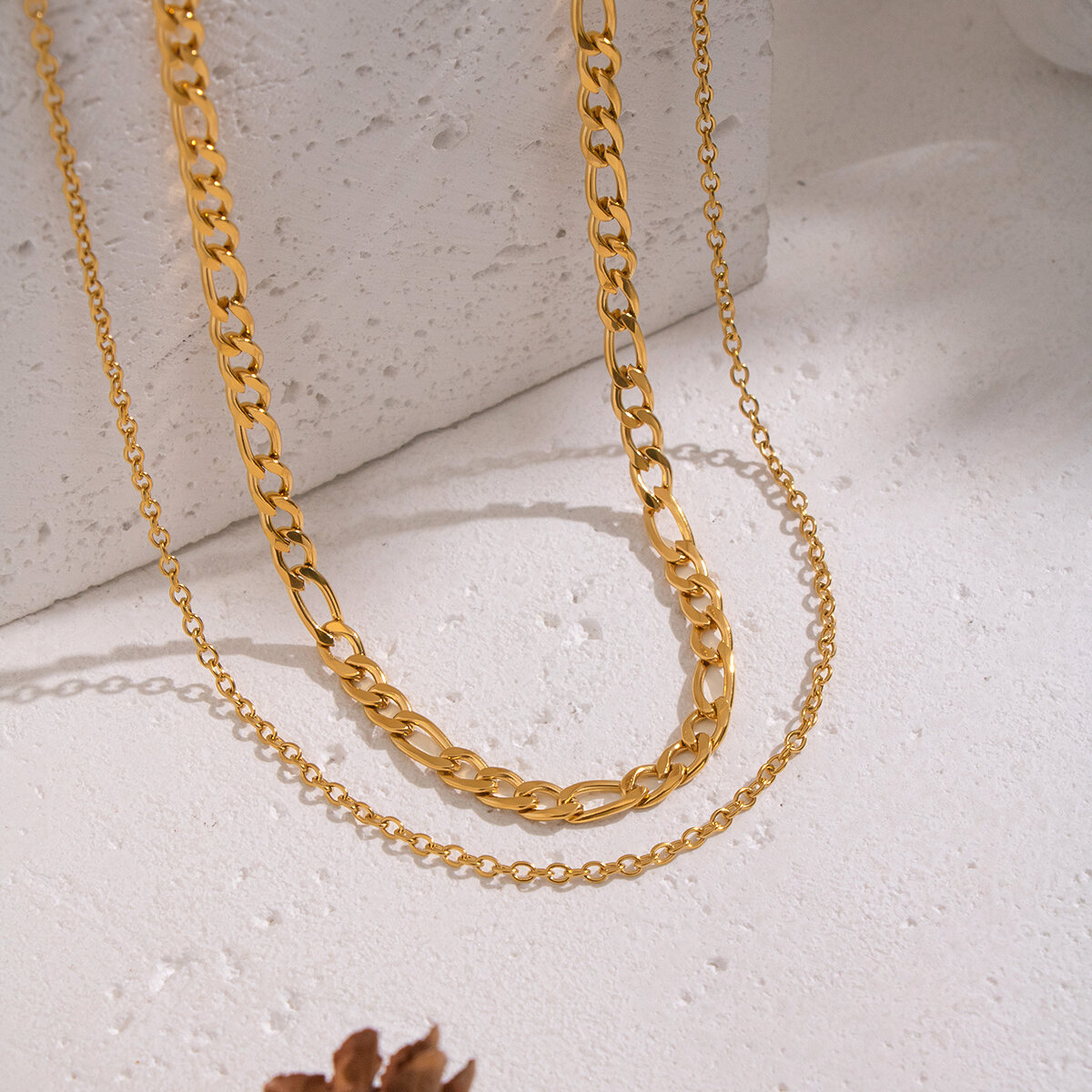 1 Piece Chain Stainless Steel Waterproof Gold Color Layered Necklace 2