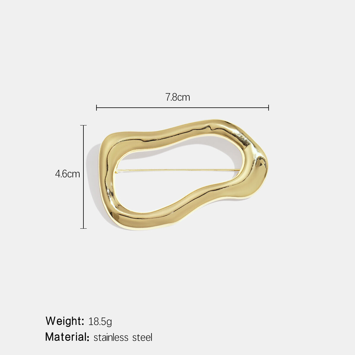 1 Piece Irregular Shape Stainless Steel Waterproof Gold Color Brooch h5Picture2