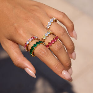 1 Piece Shinning Circle Stainless Steel Waterproof Gold Color Zircon Women's Gemstone Rings h5 Picture5