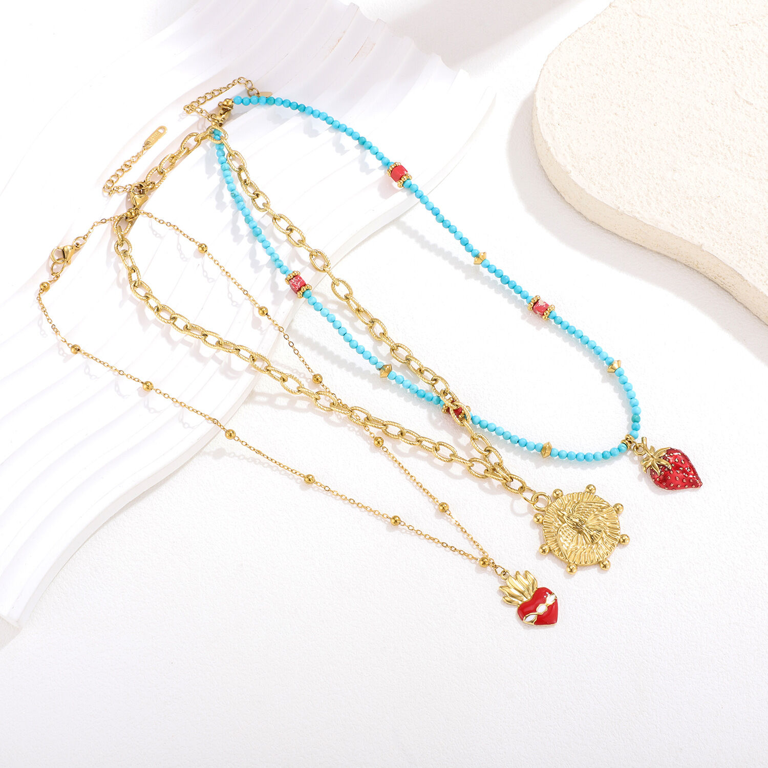 1 Piece Gorgeous Strawberry Stainless Steel Waterproof Women's Pendant Necklaces Picture3