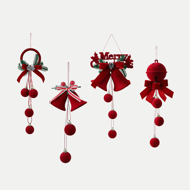 1 pieza de decoración navideña roja flocada para fiestas
