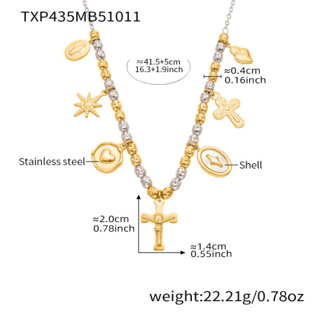 Vintage Kreuz-Schmuckset für Damen aus Edelstahl, wasserfest, in Gold- und Silbertönen.