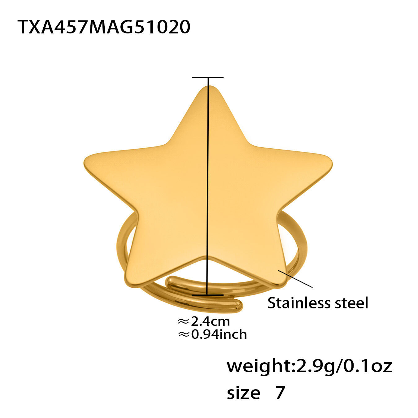 Txa457-Gold Star Ring-Size 7 Picture3