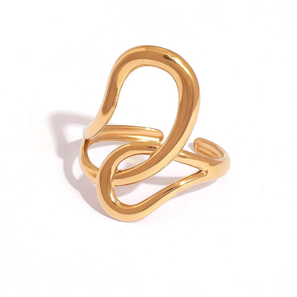 1 Piece Simple Irregular Shape Stainless Steel Waterproof Gold Color Women's Statement Rings