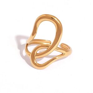 1 Piece Simple Irregular Shape Stainless Steel Waterproof Gold Color Women's Statement Rings h5
