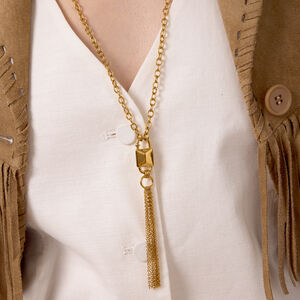 Modernes, wasserdichtes Damen-Schmuckset aus Edelstahl mit Schloss in Goldfarbe h5 Bild4