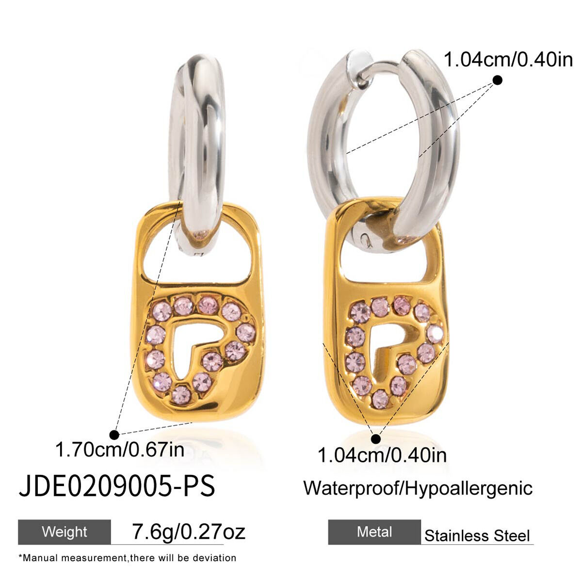 1 Pair Romantic Mixed Gold Color And Silver Colors Stainless Steel Waterproof Women's Drop Earrings Picture2