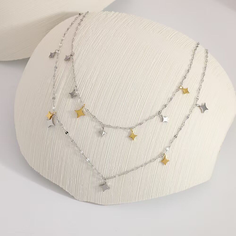 1 Piece  Star  Mixed Gold Color And Silver Colors  Women's Chain Necklaces