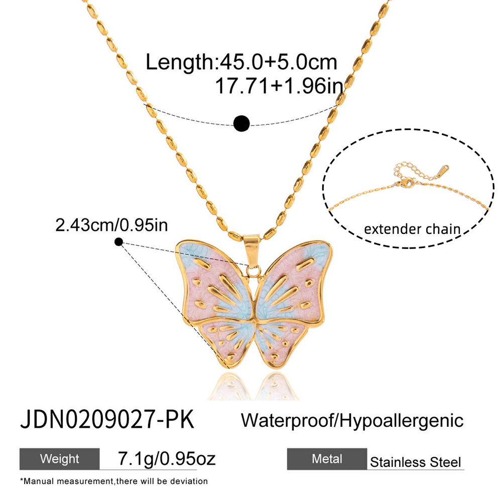 Collier pendentif papillon personnalisable en acier inoxydable étanche couleur or pour femme (1 pièce) h5Image2