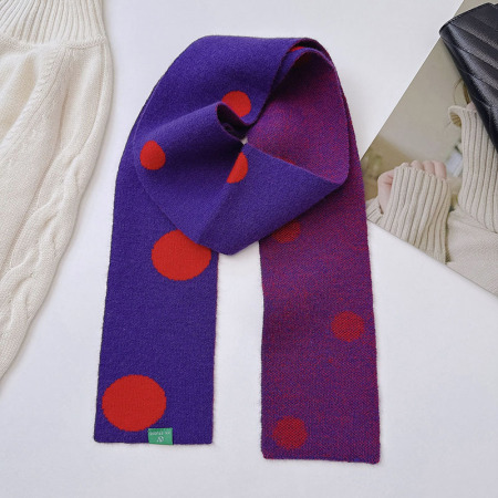 1 Piece Sweet Polka Dots Mixed Color Knitted Winter Scarf
