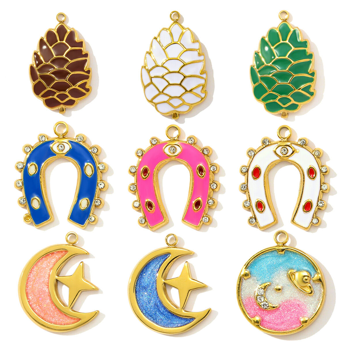 1 Piece Luxurious Horseshoe-shaped Titanium Steel Women's Pendants Picture6