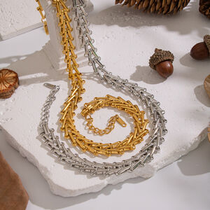 Casual Chain Stainless Steel Waterproof Gold Color Necklace Set h5 Picture3