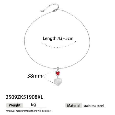 1 stuk hanger met hartvormige zirkonia, gemaakt van roestvrij staal, waterdicht en goudkleurig.
