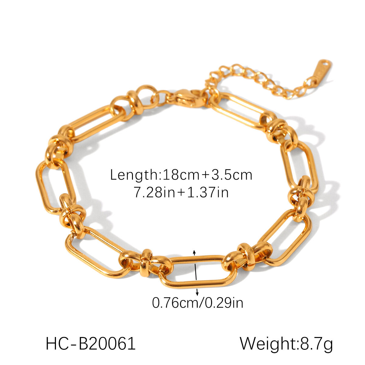 Bracelet classique en acier inoxydable étanche couleur or (1 pièce) Image2