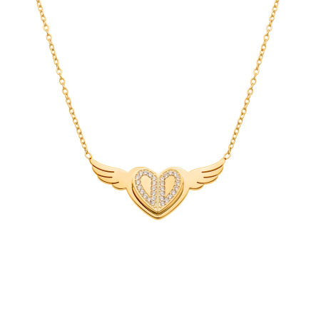 Romantische Herz- und Schaukelanhänger-Halskette aus Edelstahl, wasserdicht, goldfarben, für Damen (1 Stück)