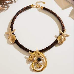 1 Piece Fashionable Thread Stainless Steel Waterproof Gold Color Women's Pendant Necklaces h5 Picture6