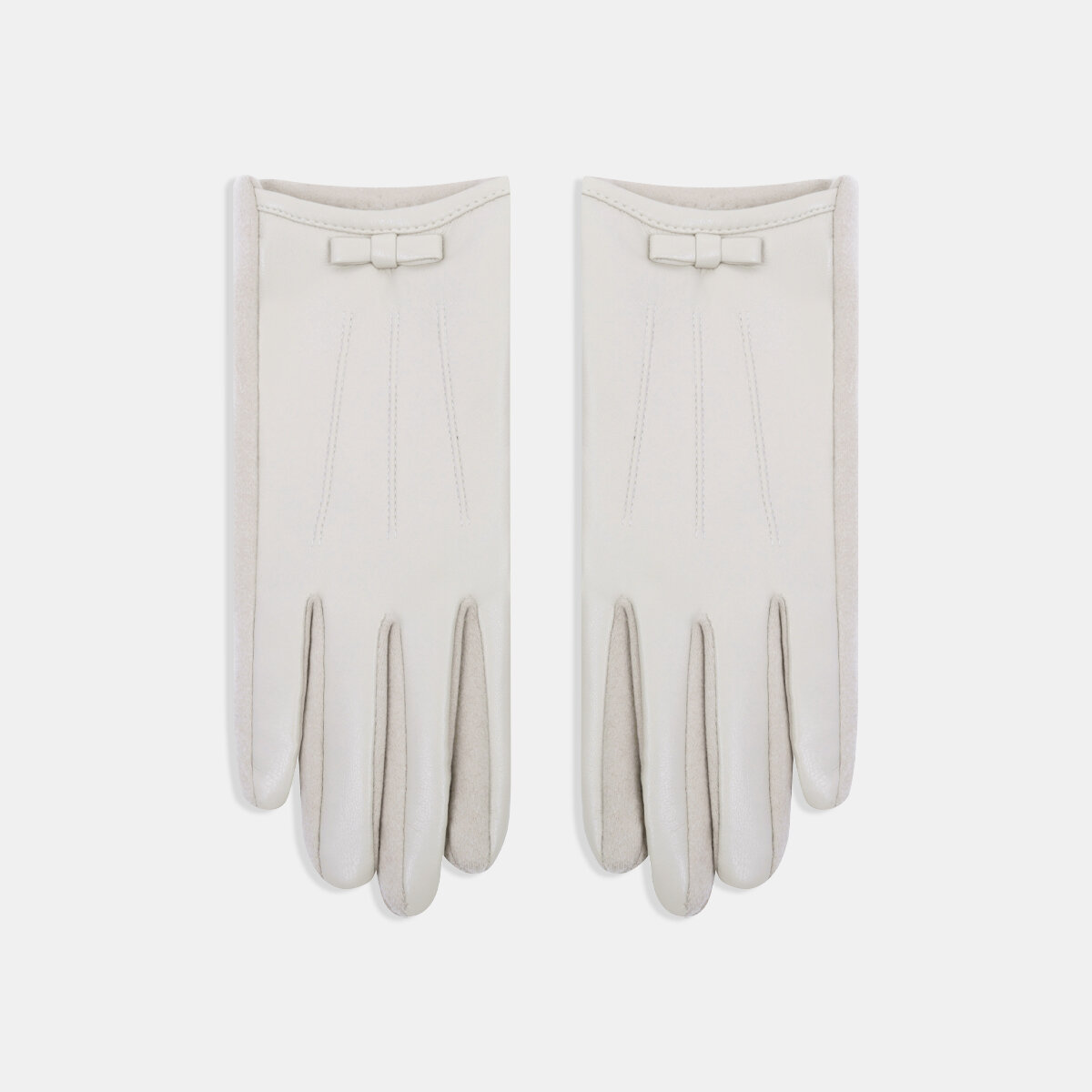1 Pair Solid Color Bow Knot PU Women's Gloves h5 Picture3