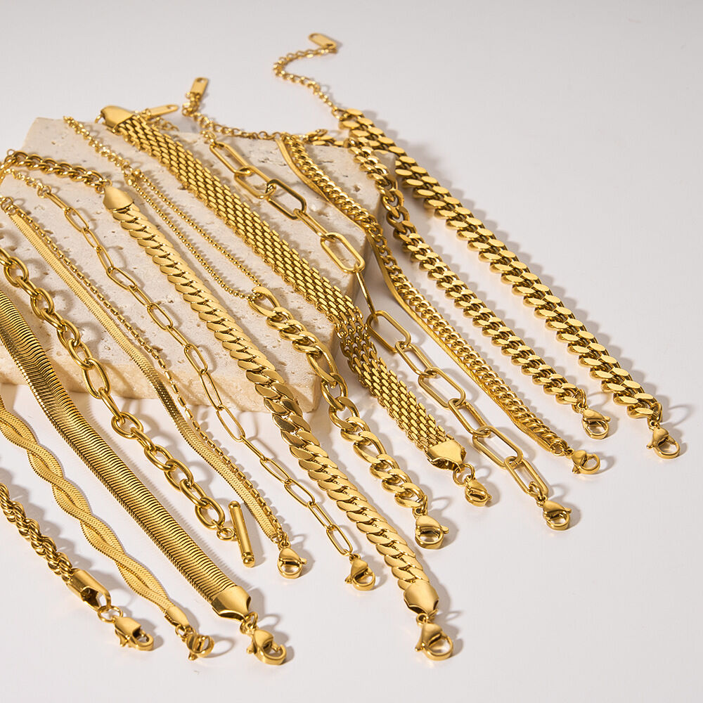 1 Piece Simple Daily Chain Stainless Steel Waterproof  Gold Color  Women's Chain Bracelets h5 Picture4
