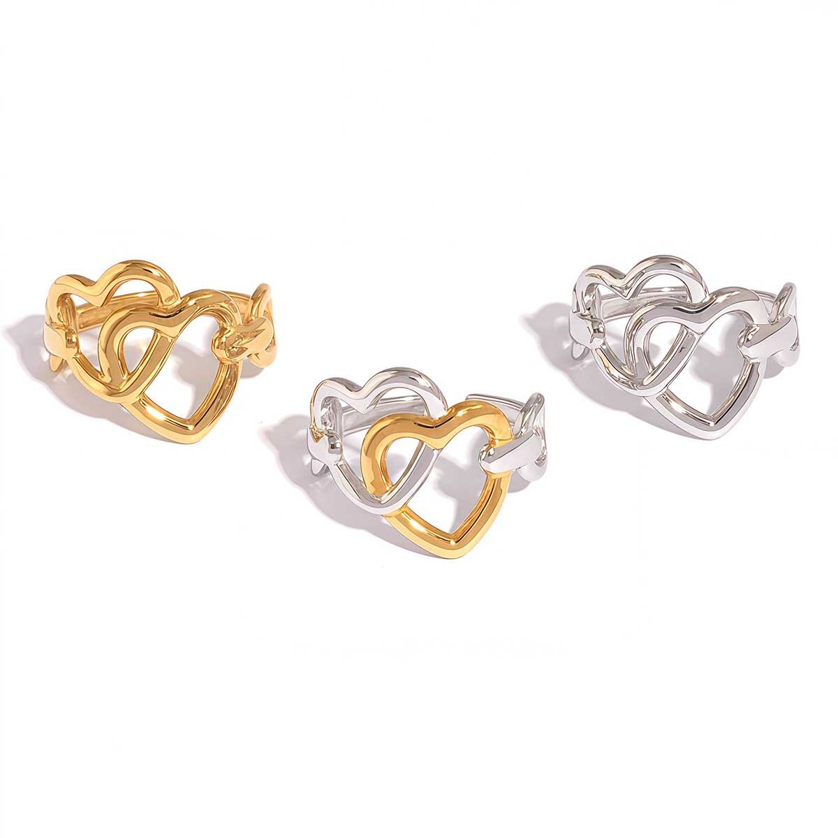 1 Piece Simple Heart Stainless Steel Waterproof Gold Color Women's Statement Rings h5 Picture7