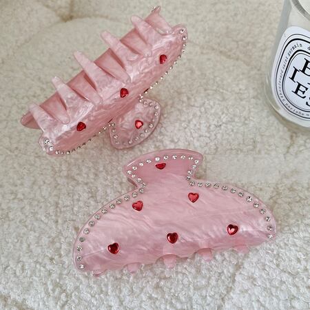 Romantic Series Sweet Heart Acetate Women's Hair Claws 2