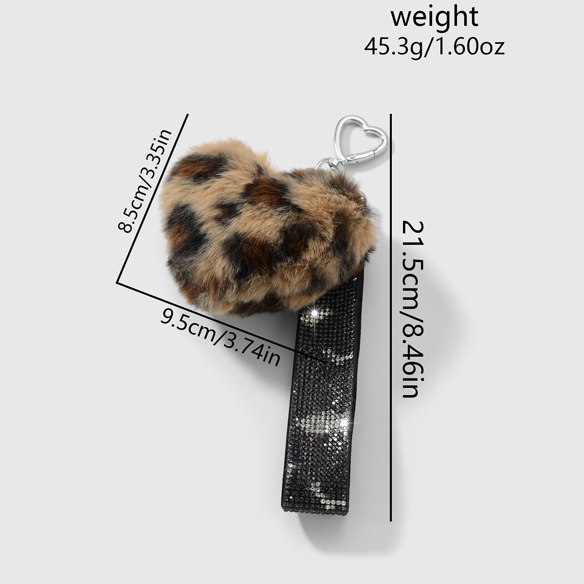 1 Piece Retro Heart Leopard Plush Ball Bag Charm h5 Picture2
