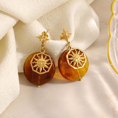 1 Pair Ethnic Daily Sun Star Stainless Steel Waterproof Women's Drop Earrings 2
