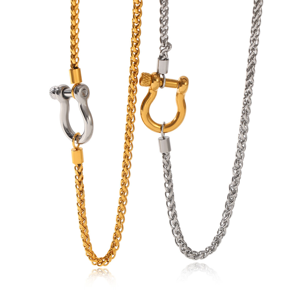 Collana con catena mista impermeabile in acciaio inossidabile a forma di U da 1 pezzo h5 Immagine5