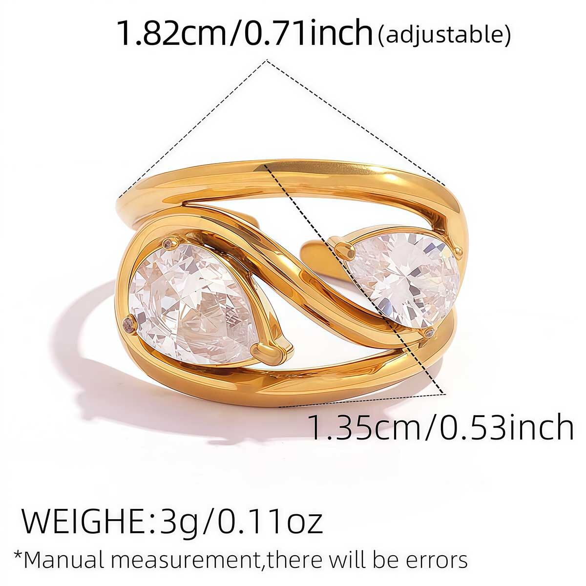 1 Piece Luxury Elegant Irregular Shape Stainless Steel Waterproof Gold Color Statement Rings h5 Picture2