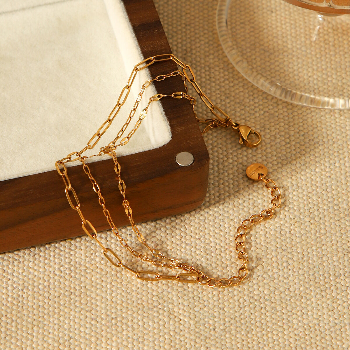 1 Piece Three Layers Chain Stainless Steel Waterproof Gold Color Bracelet Picture3