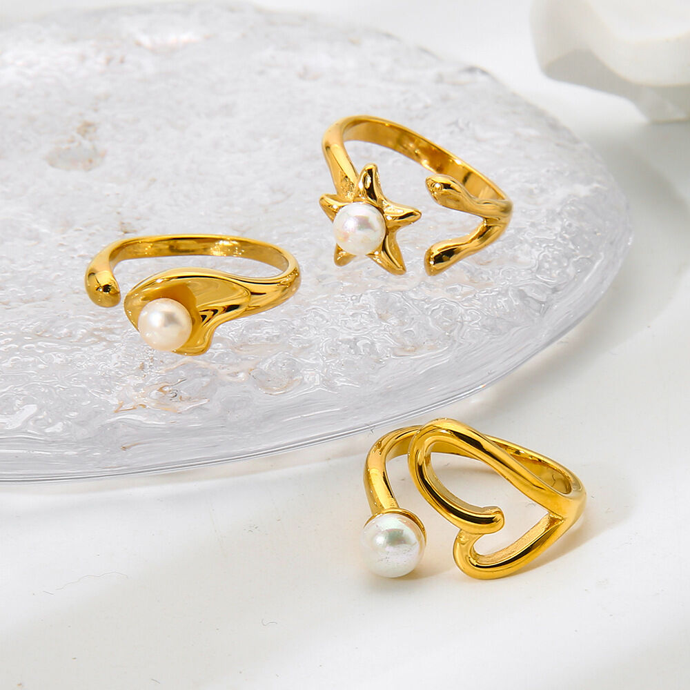 1 Piece Elegant Irregular Shape Star Stainless Steel Waterproof  Gold Color  Women‘s  Statement Rings Picture4