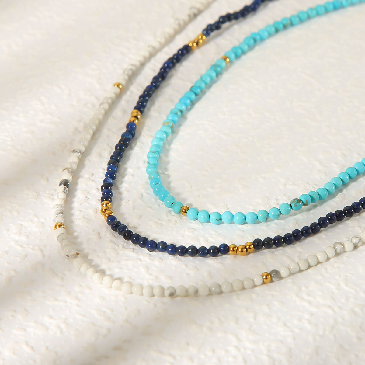 1 pezzo di semplice collana di perline bohémien con pietre naturali da donna