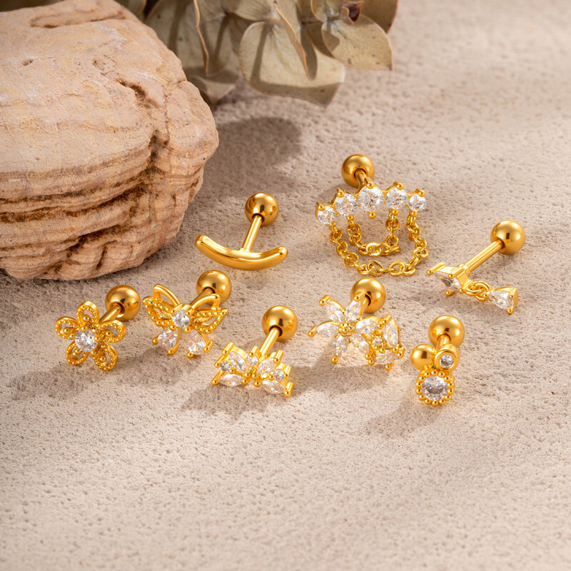 1 Piece Shining Butterfly Copper Zircon Women's Piercing Earrings Picture4
