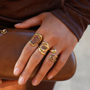 1 Piece Retro Irregular Shape Stainless Steel Waterproof Gold Color Women's Statement Rings h5 Picture5