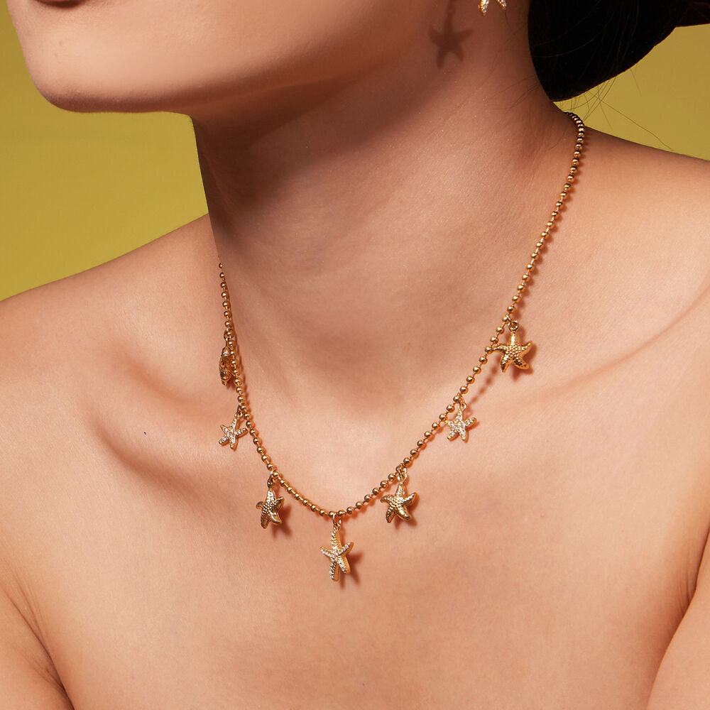 Luxurious Starfish Titanium Steel Gold Color Women's Jewelry Sets h5Picture4