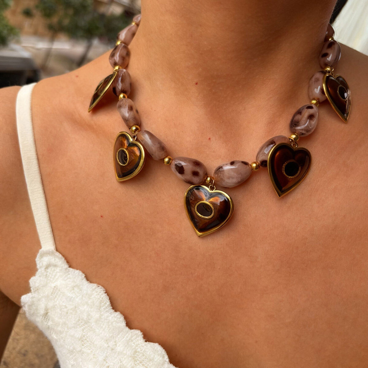 1 Piece Heart Resin Beads Beaded Necklace h5 Picture3