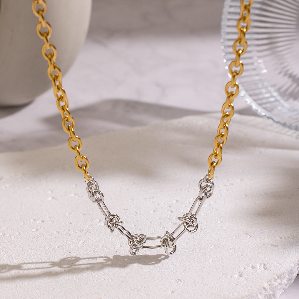 Collana a catena impermeabile in acciaio inossidabile con 1 pezzo di colore misto