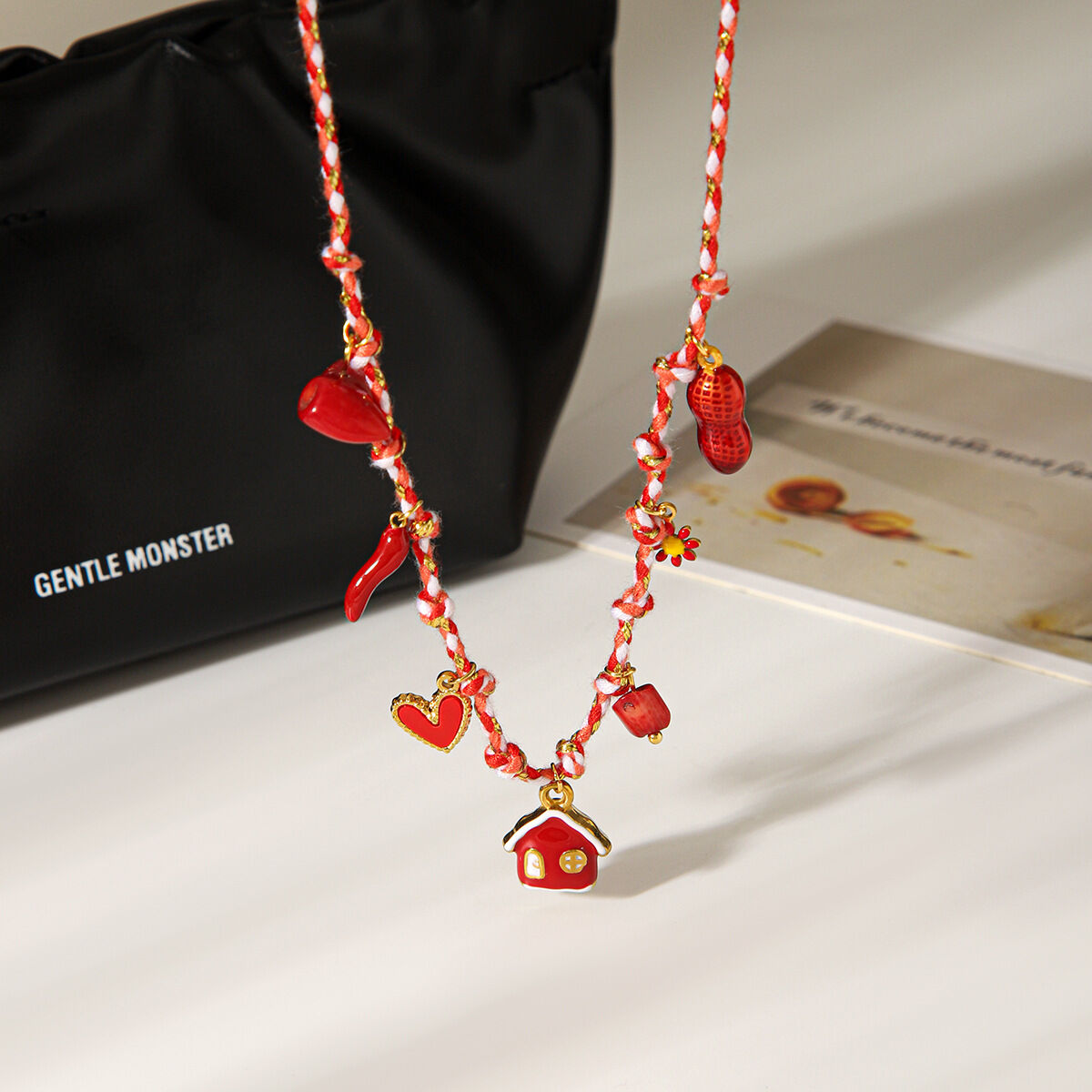 1 Piece Enamel Heart House Stainless Steel Waterproof Gold Color Pendant Necklace Picture3