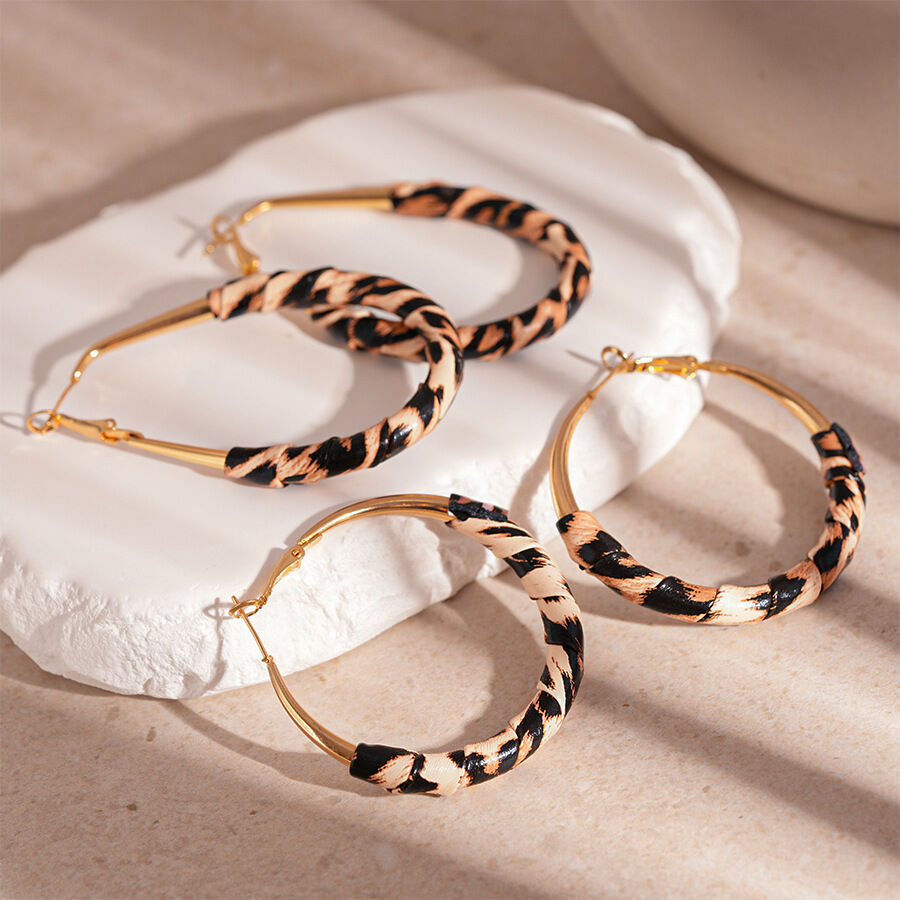 1 Pair Leopard Print Iron Hoop Earrings h5 Picture2