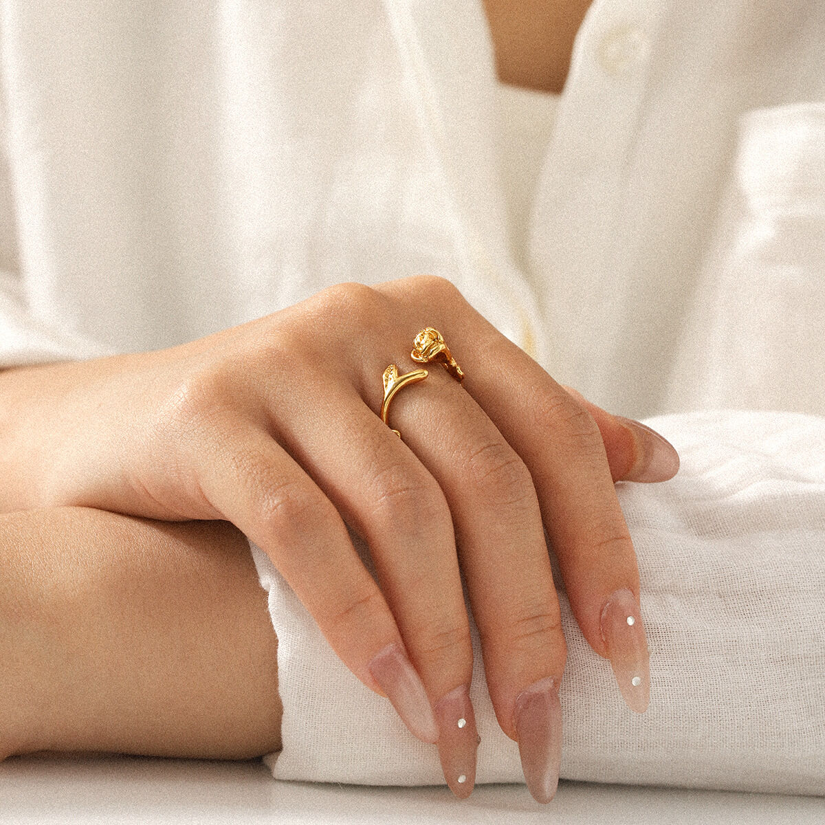 1 Piece Rose Stainless Steel Waterproof Gold Color Minimalist Ring 2