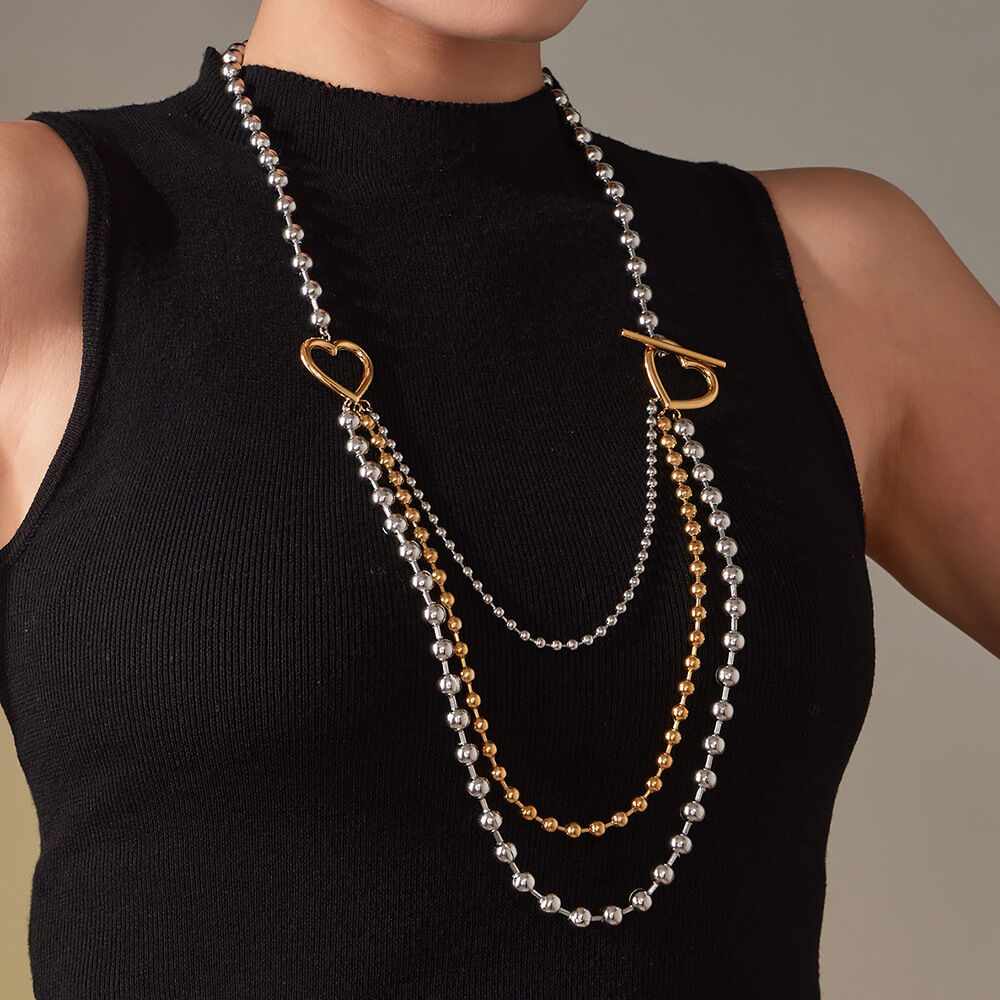 1 Piece Classic Layered Gold Color And Silver Colors Stainless Steel Waterproof Women's Long Necklaces h5 Picture4