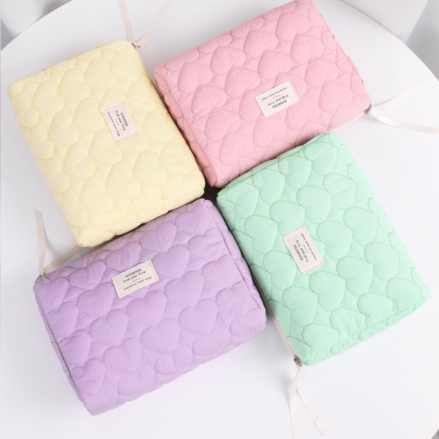 1 Piece Sweet Heart Plaid Soft Women's Makeup Bags Picture3