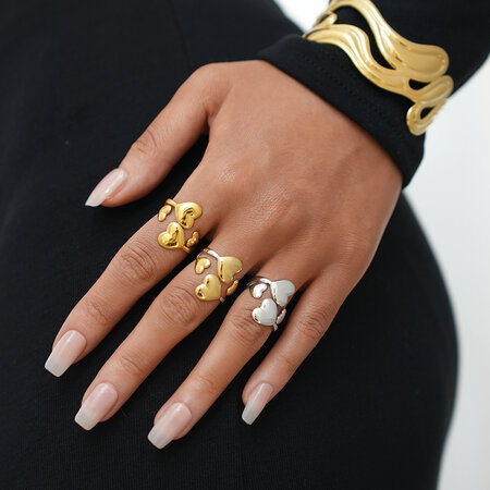 1 Piece Minimalist Heart - line Design Stainless Steel Waterproof Gold Color Statement Rings