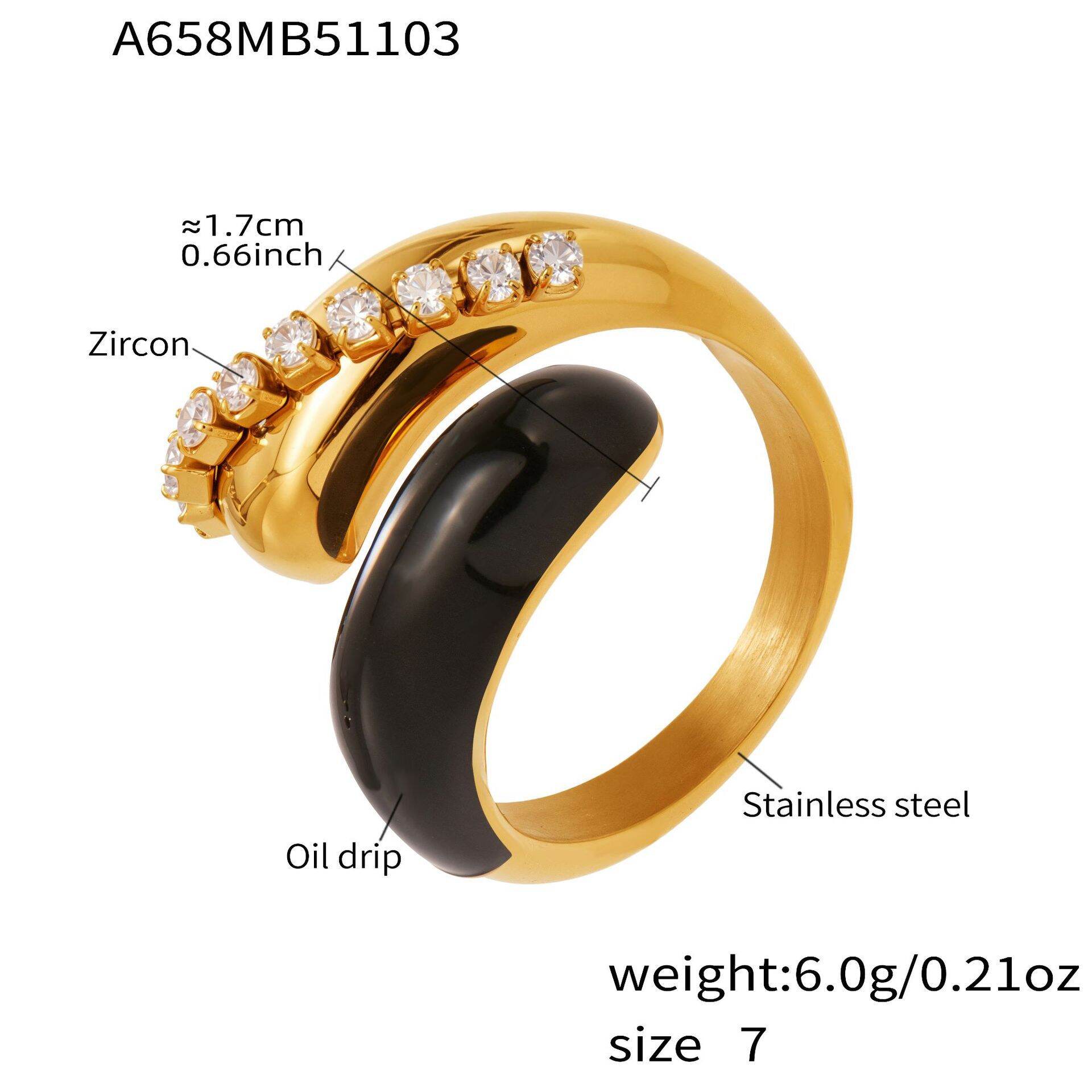 A658 - Gold Black Spotted Oil Ring/No.7 Picture4