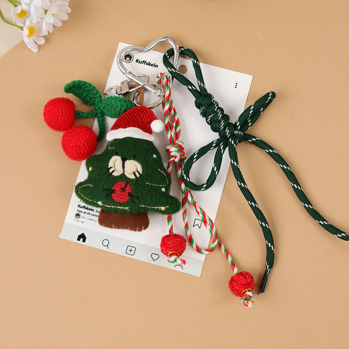 1 Piece Romantic Cute  Cherries  Christmas  Women's Bag charms h5 Picture4