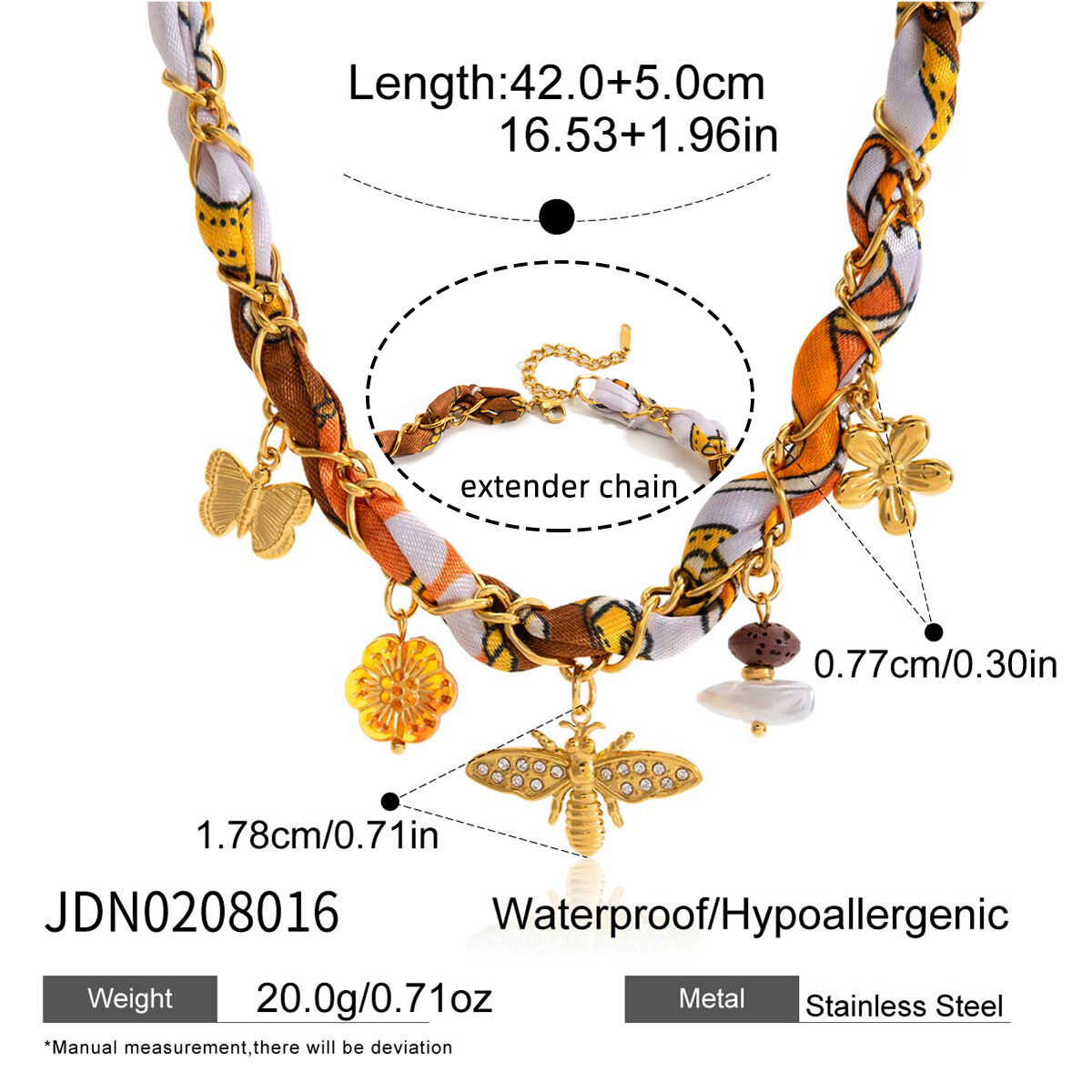 1 Piece Chic Bee Stainless Steel Waterproof Gold Color Women's Pendant Necklaces h5 Picture2