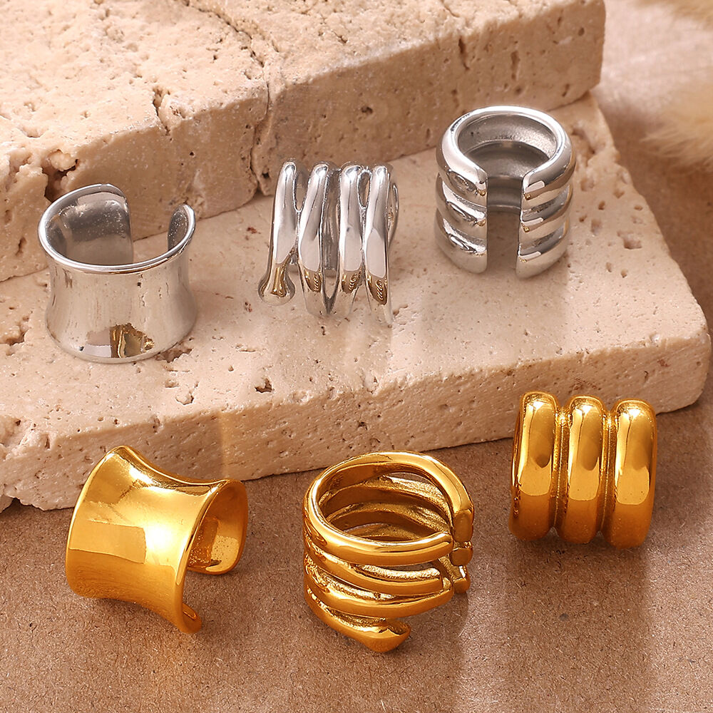 1 Piece Stainless Steel Waterproof Gold Color Ear Cuff