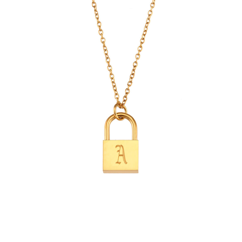 1 Piece  Casual Letter Lock Stainless Steel Waterproof Women's Pendant Necklaces 